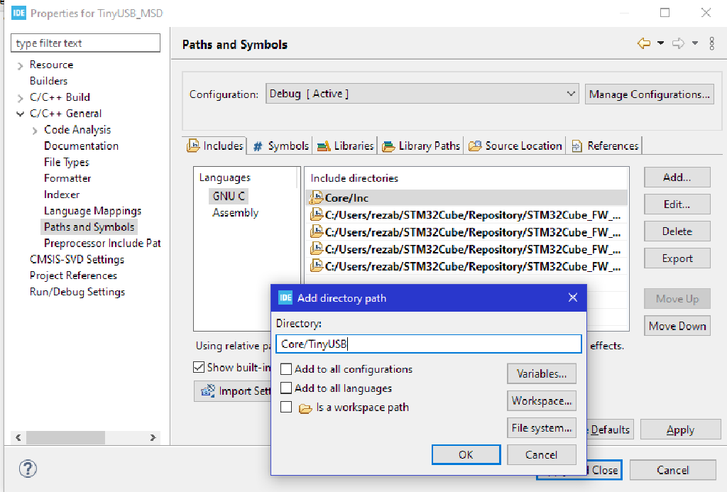 MSD using tinyUSB stack in STM32